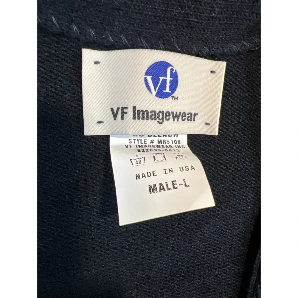 Vintage VF Imagewear Black V-Neck Cardigan Sweater - Made in USA - Men's Size L